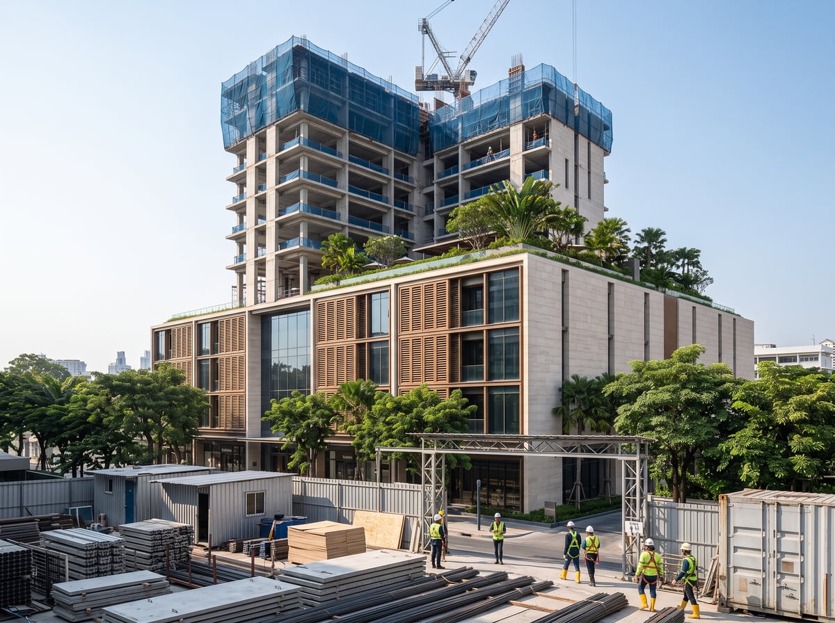 Completed mixed-use development in Pak Kret — construction stage