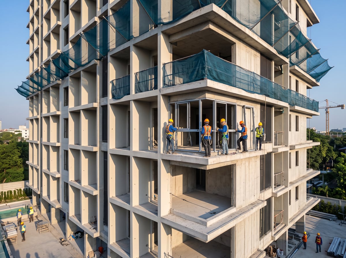 Completed residential condominium on Ratchaphruek Road — construction stage
