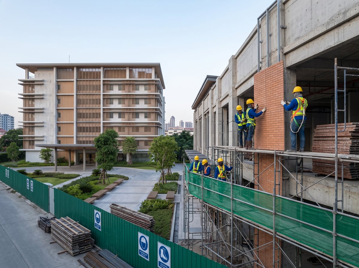 Completed community mall on Tiwanon Road — construction stage